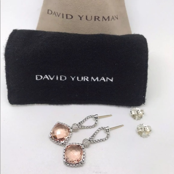 David Yurman Jewelry - David Yurman Morganite Cushion on Point Earrings